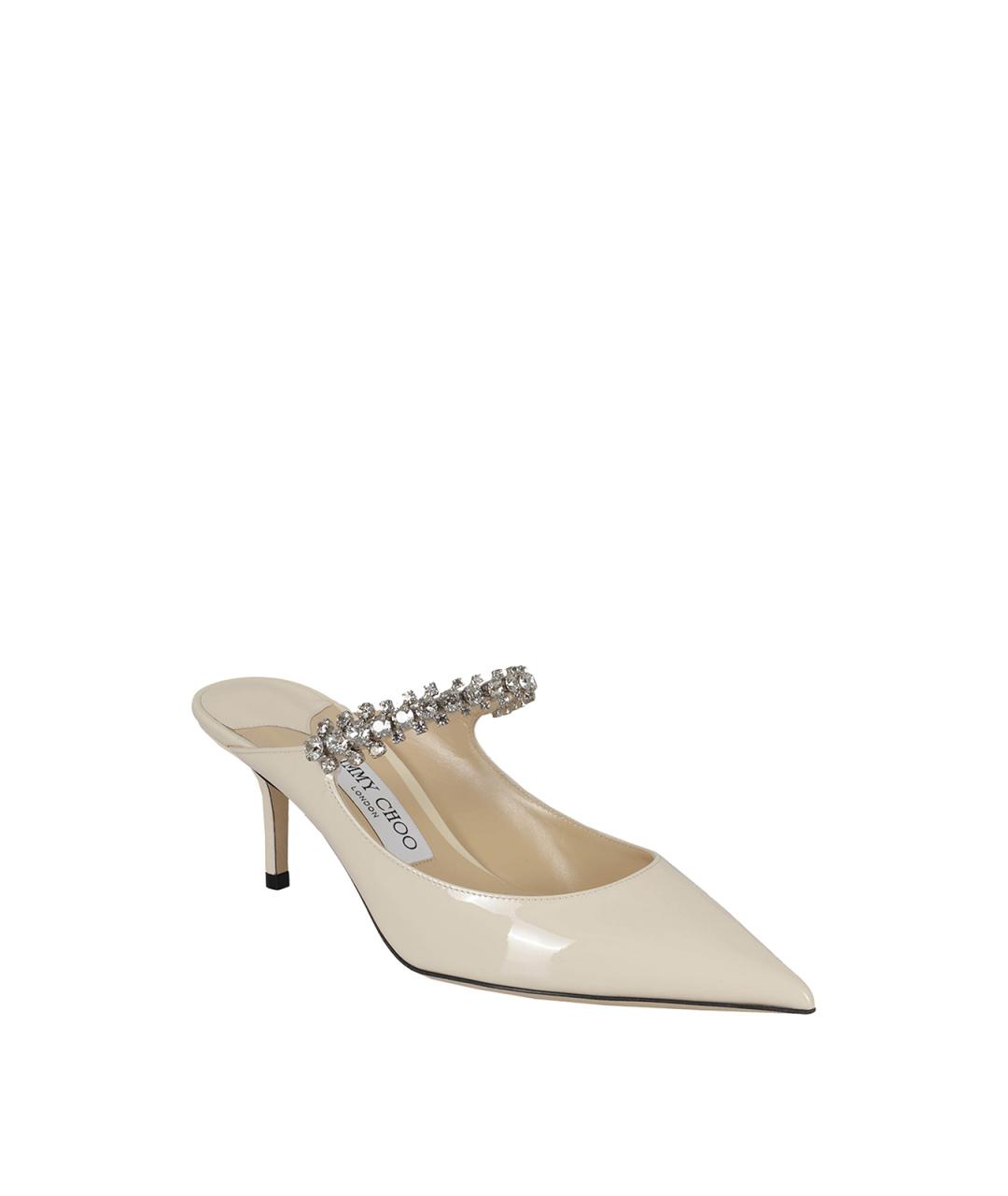JIMMY CHOO Бежевые кожаные мюли, фото 2