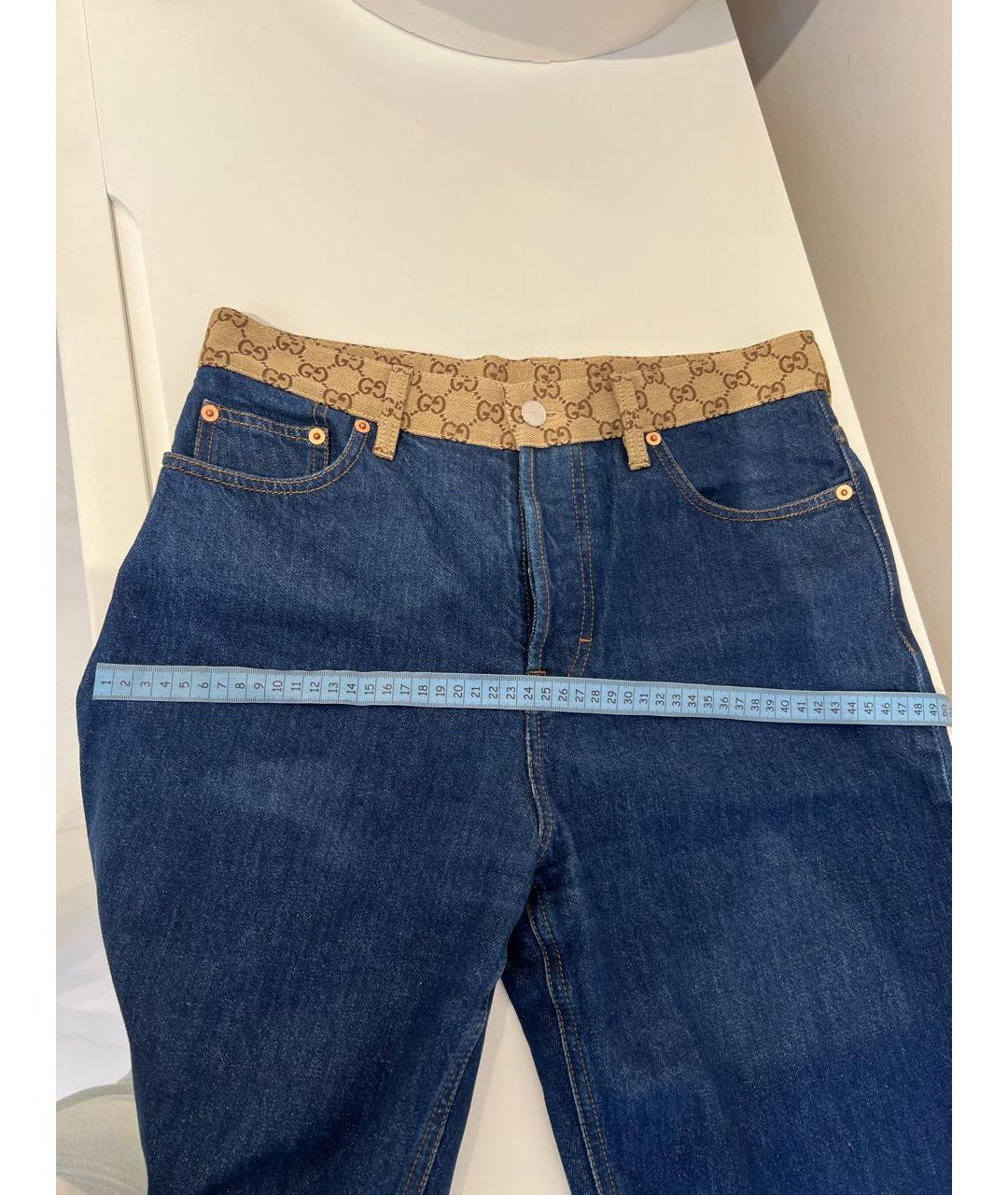 GUCCI Темно-синие хлопковые прямые джинсы, фото 5