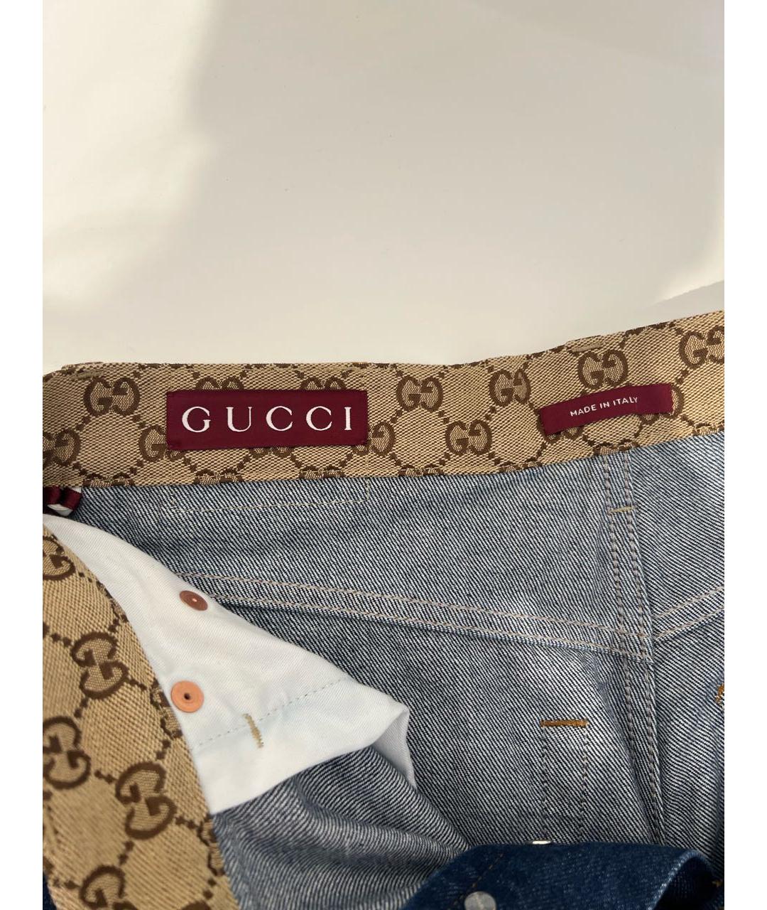 GUCCI Темно-синие хлопковые прямые джинсы, фото 7