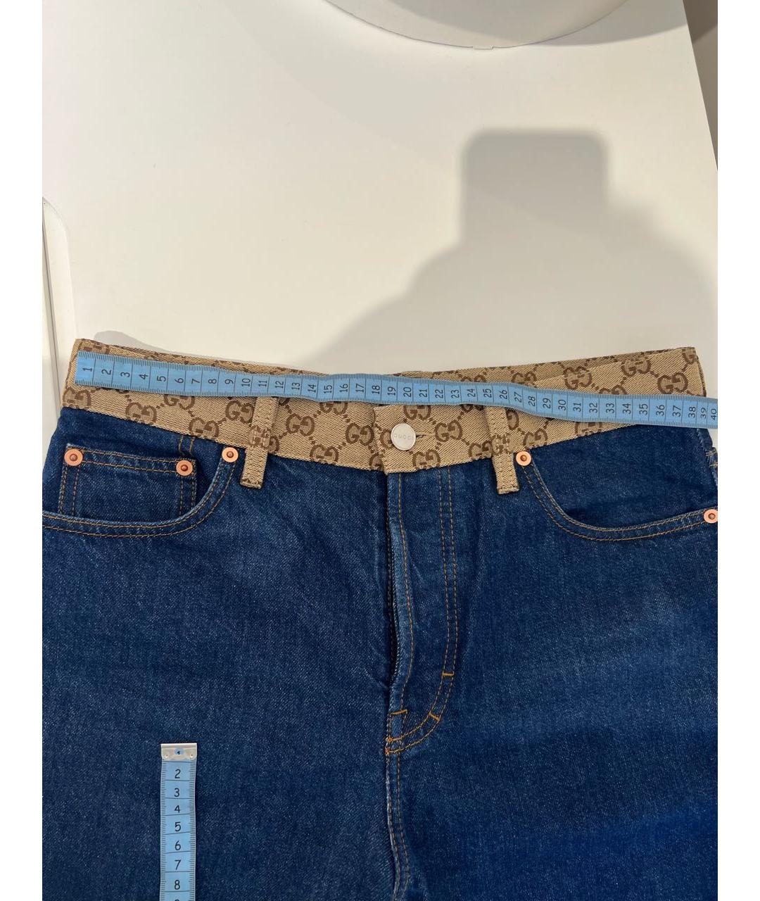 GUCCI Темно-синие хлопковые прямые джинсы, фото 4