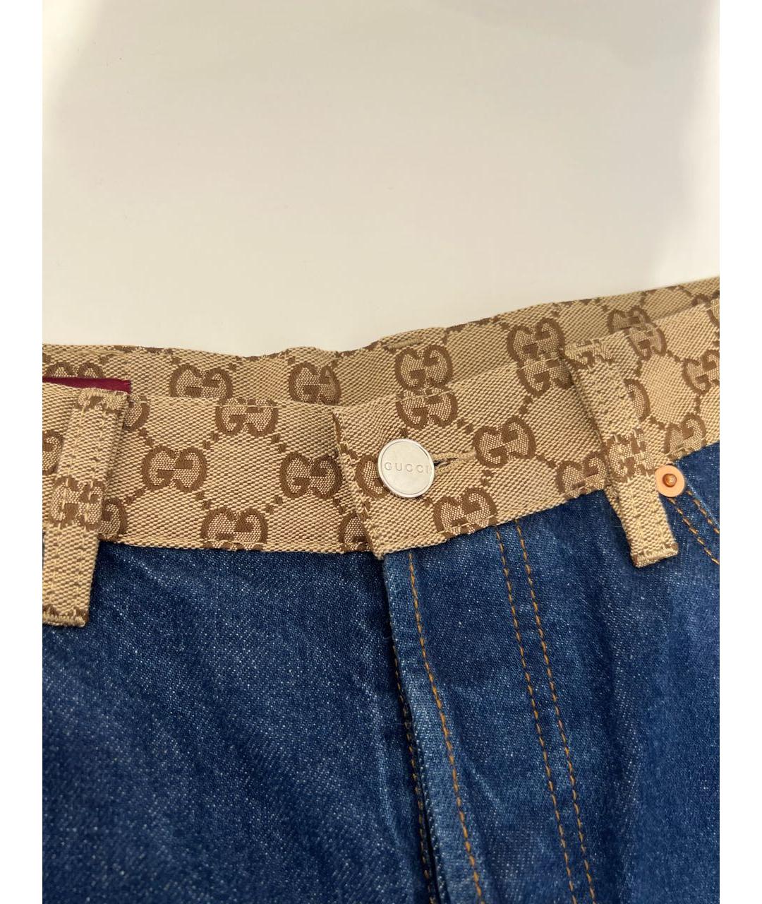 GUCCI Темно-синие хлопковые прямые джинсы, фото 6