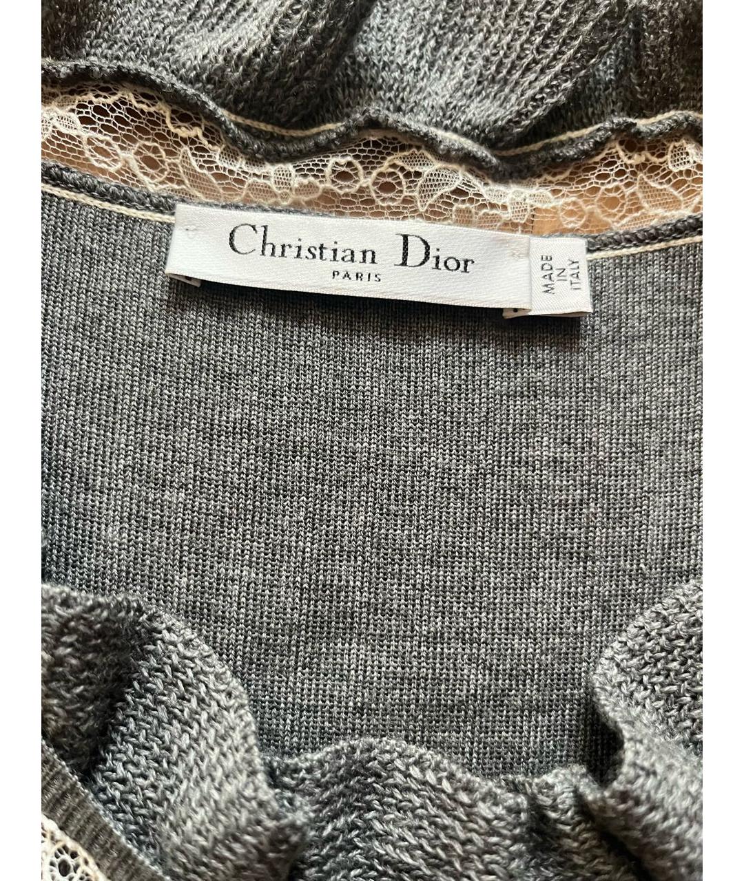 CHRISTIAN DIOR Серое кашемировое повседневное платье, фото 3