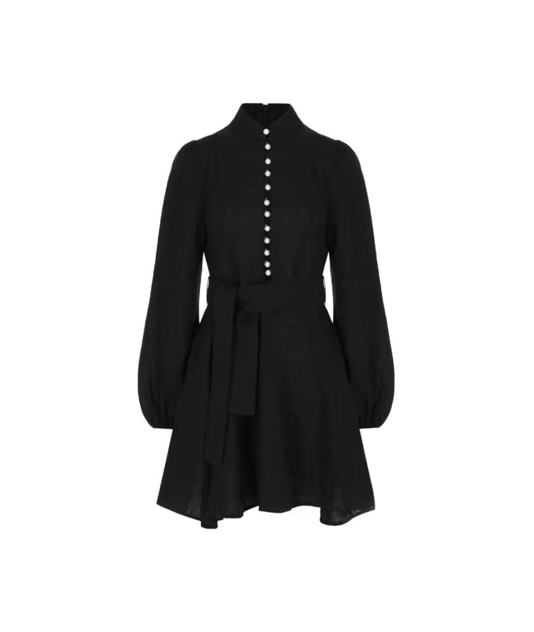 FORTE COUTURE Черное льняное повседневное платье, фото 7