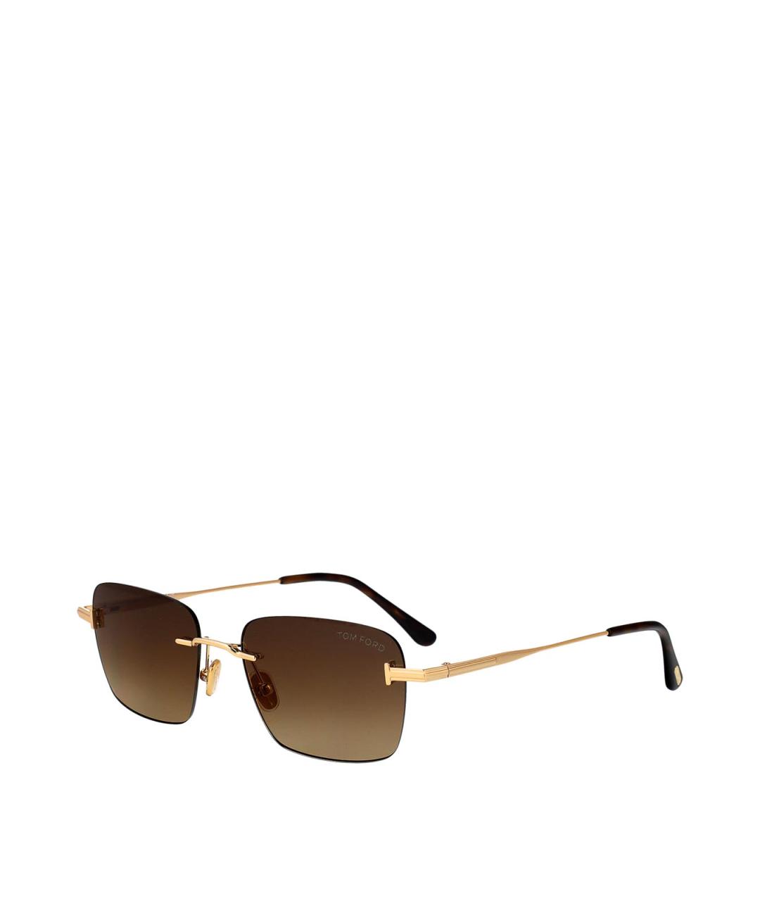 TOM FORD Золотые металлические солнцезащитные очки, фото 2