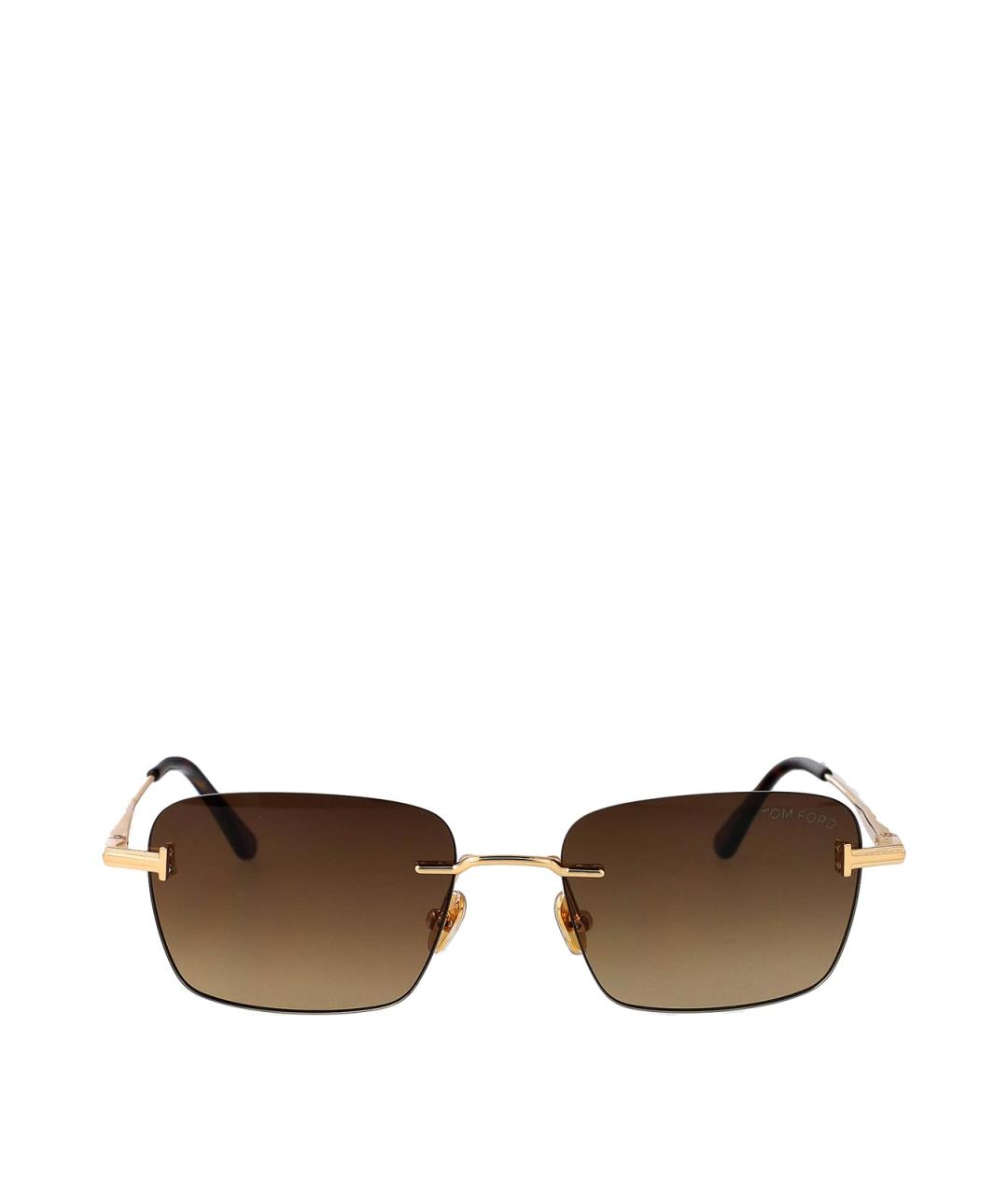 TOM FORD Золотые металлические солнцезащитные очки, фото 1
