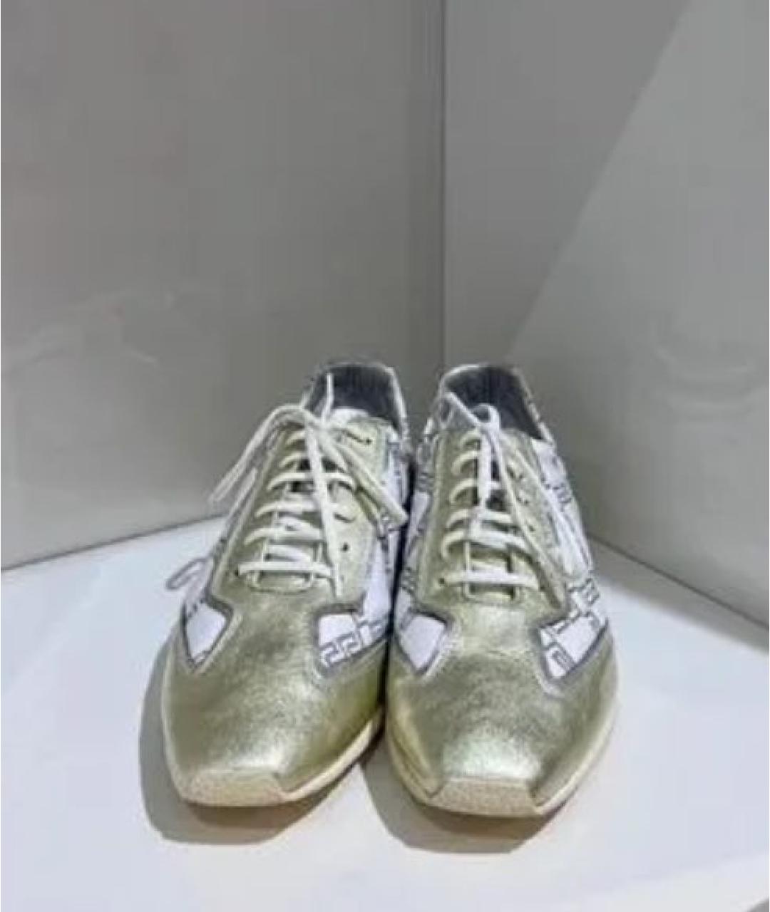 VERSACE Золотые кожаные кеды, фото 2