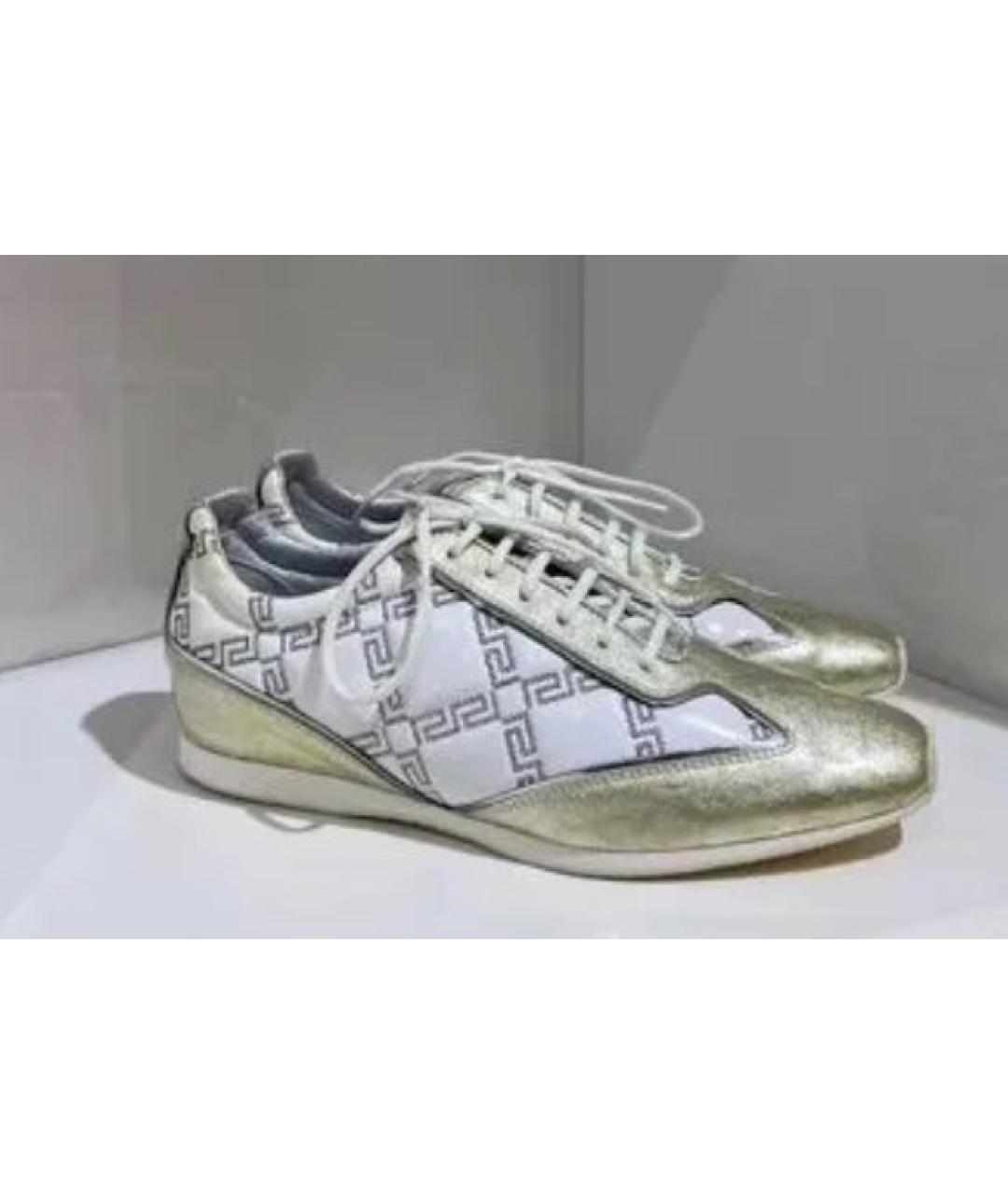 VERSACE Золотые кожаные кеды, фото 5