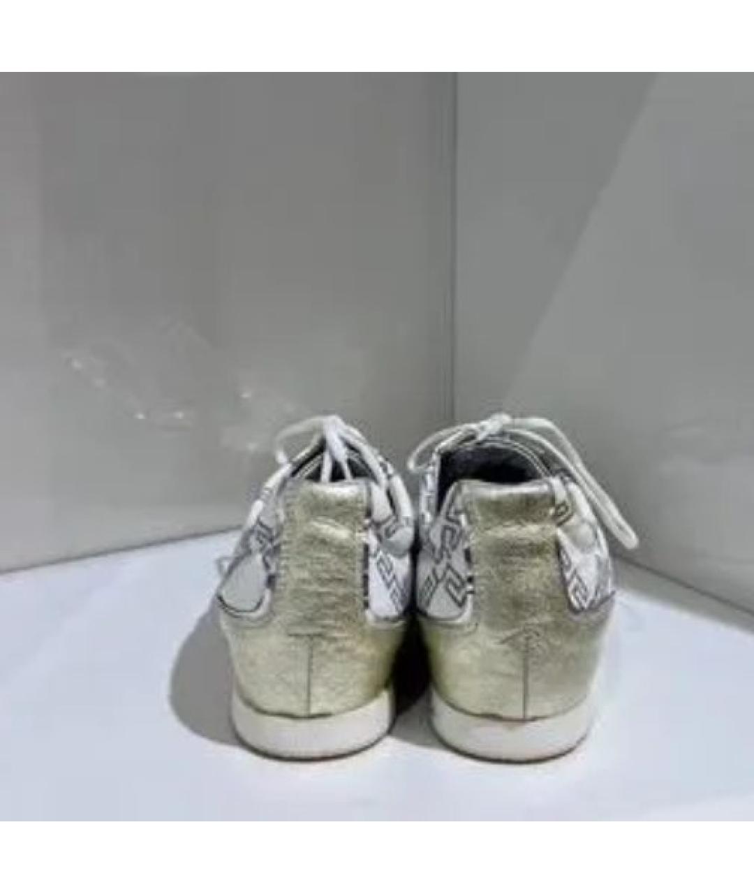 VERSACE Золотые кожаные кеды, фото 4