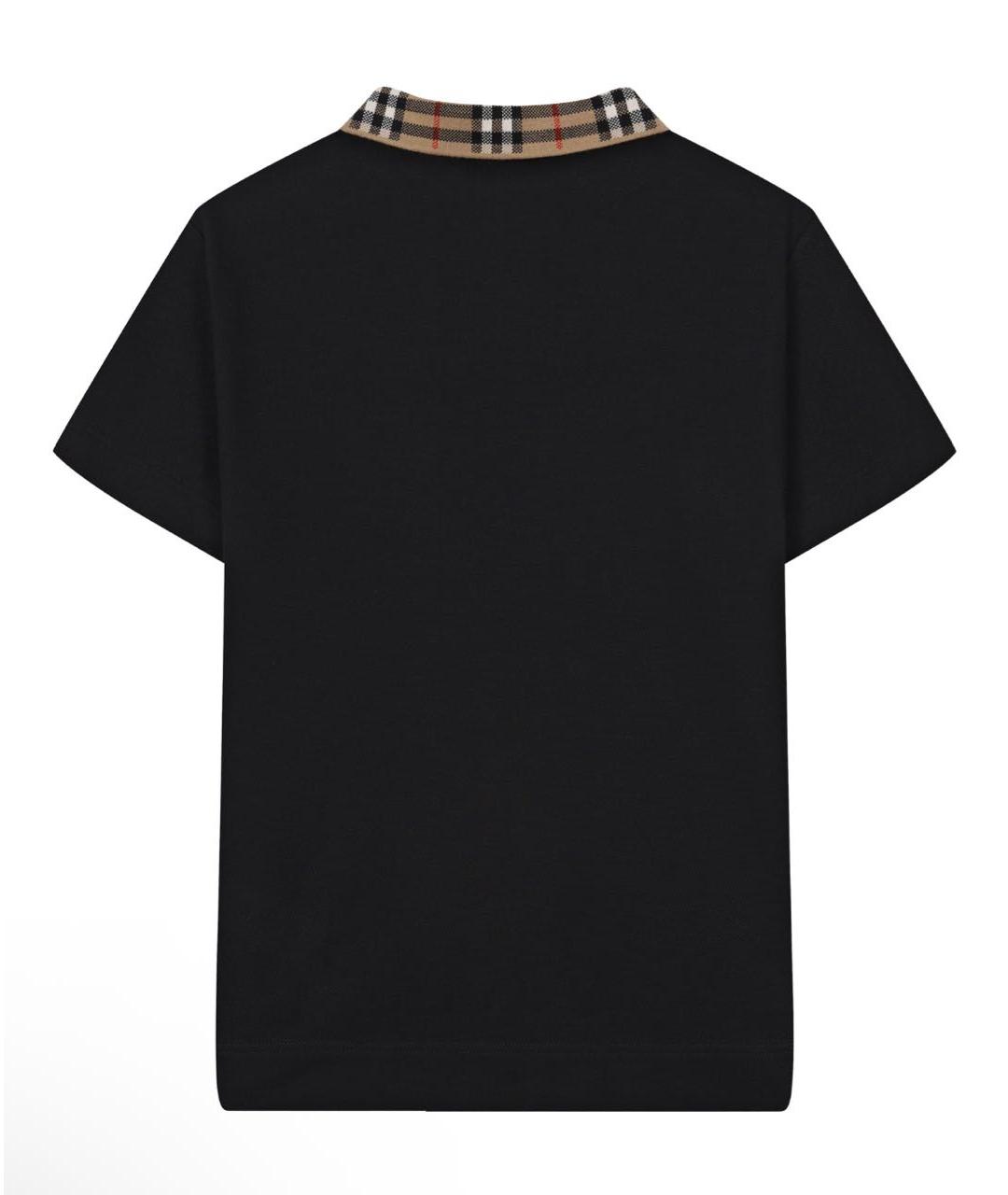 BURBERRY Черная хлопковая детская футболка, фото 2