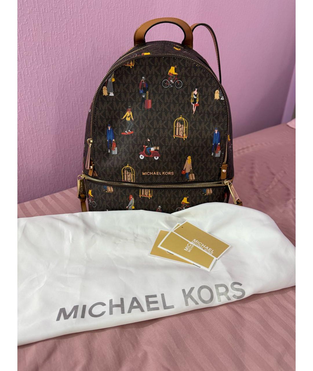 MICHAEL KORS Коричневый рюкзак из канвы, фото 6