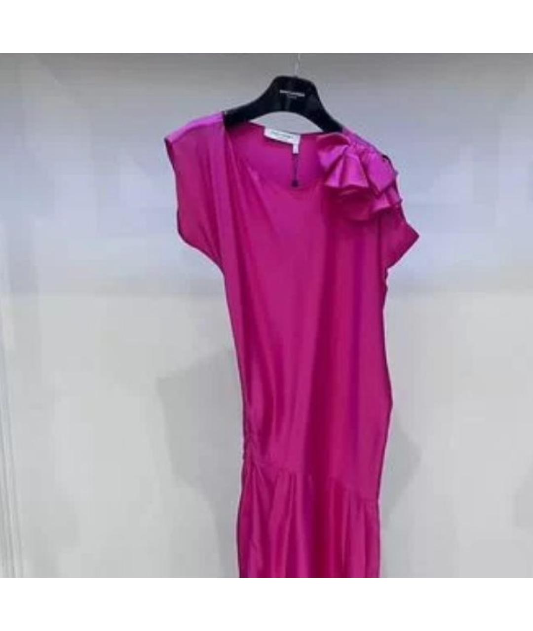 SAINT LAURENT Фуксия шелковое коктейльное платье, фото 4