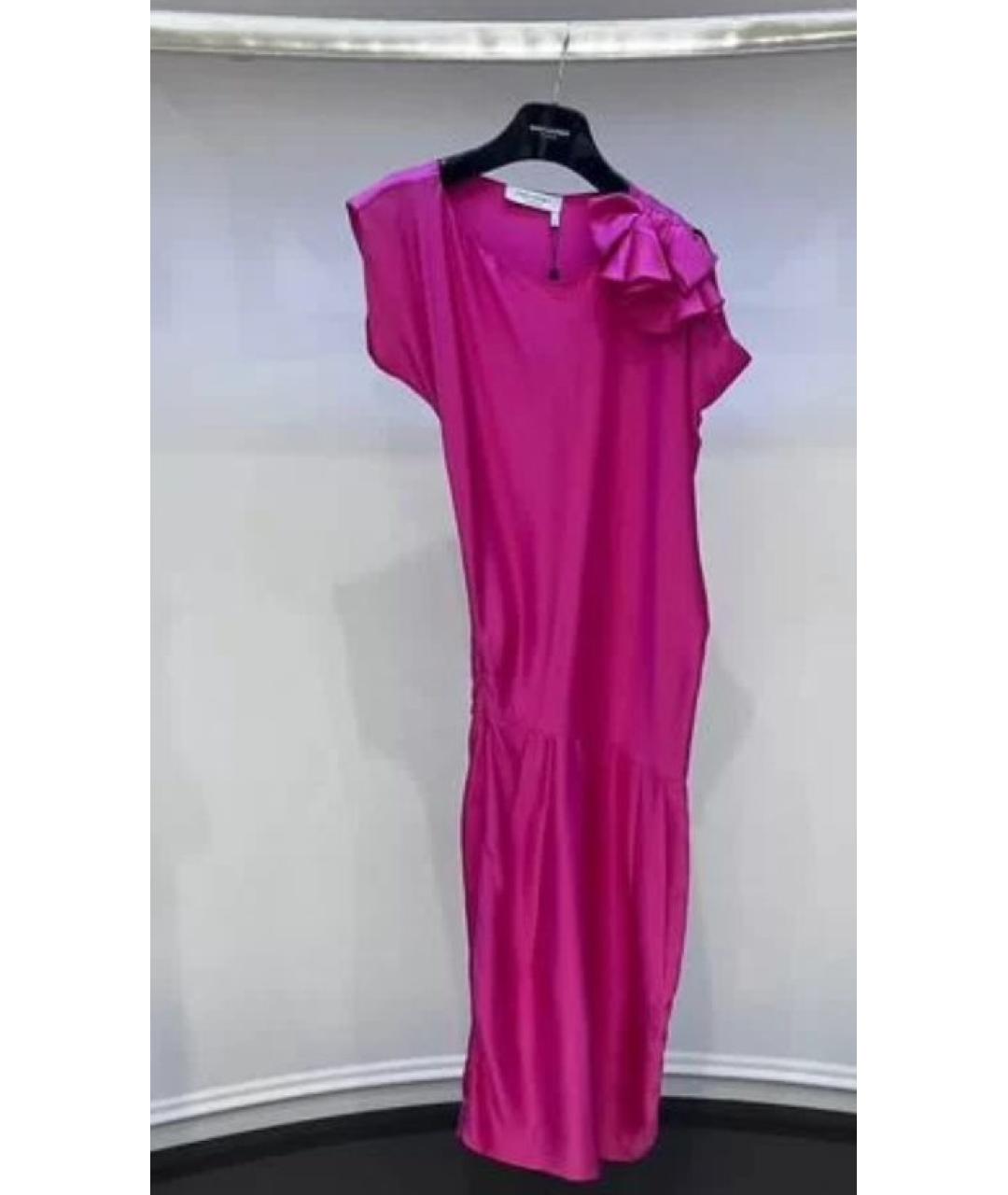 SAINT LAURENT Фуксия шелковое коктейльное платье, фото 5