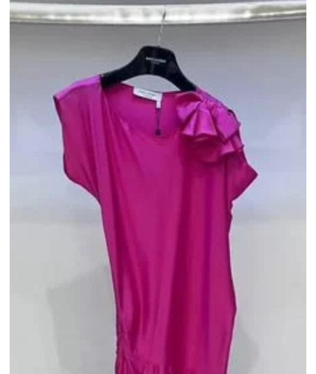 SAINT LAURENT Фуксия шелковое коктейльное платье, фото 3