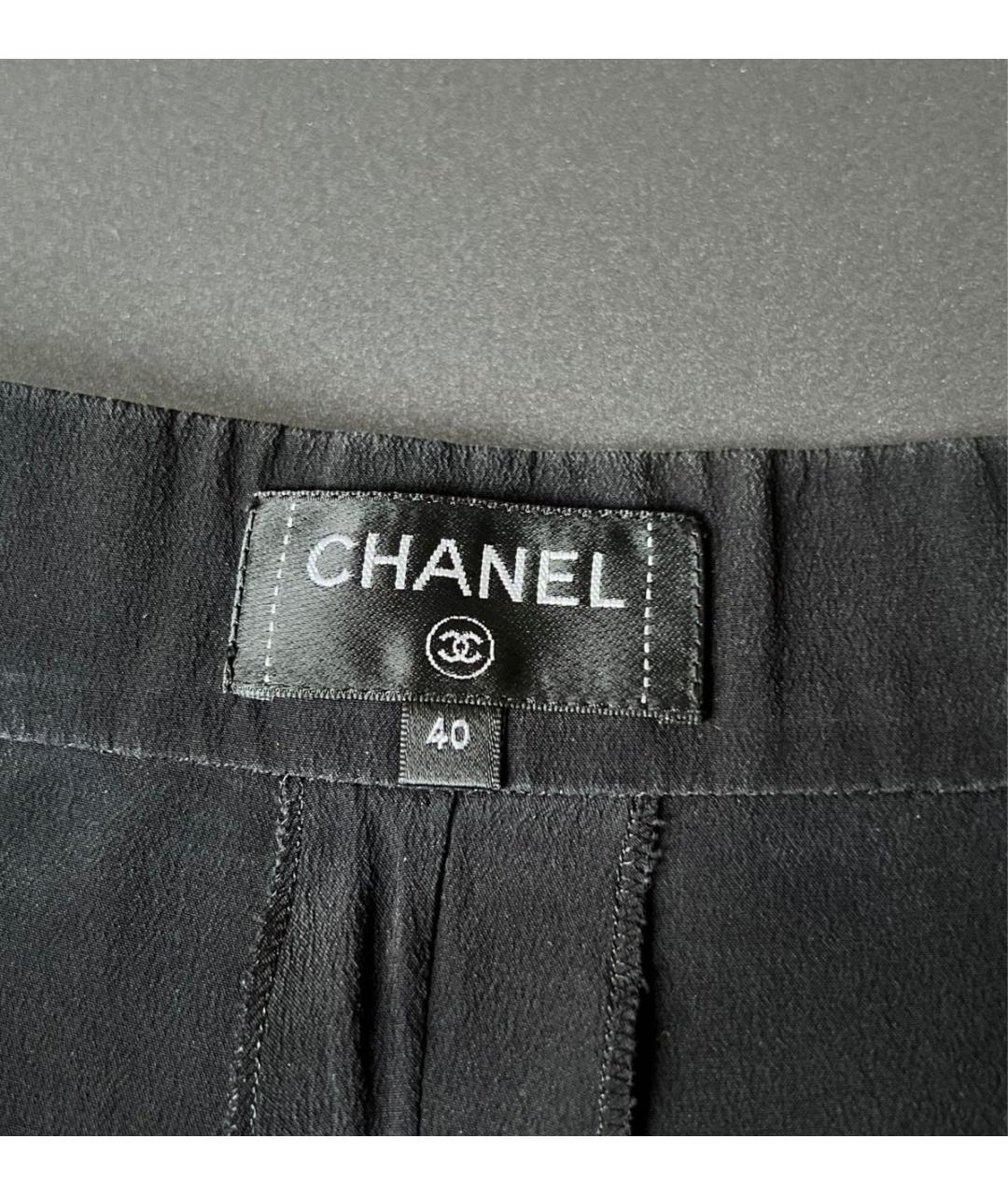 CHANEL Черные шелковые брюки широкие, фото 6