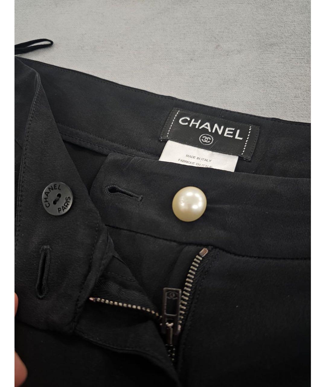 CHANEL Черные шелковые прямые брюки, фото 3