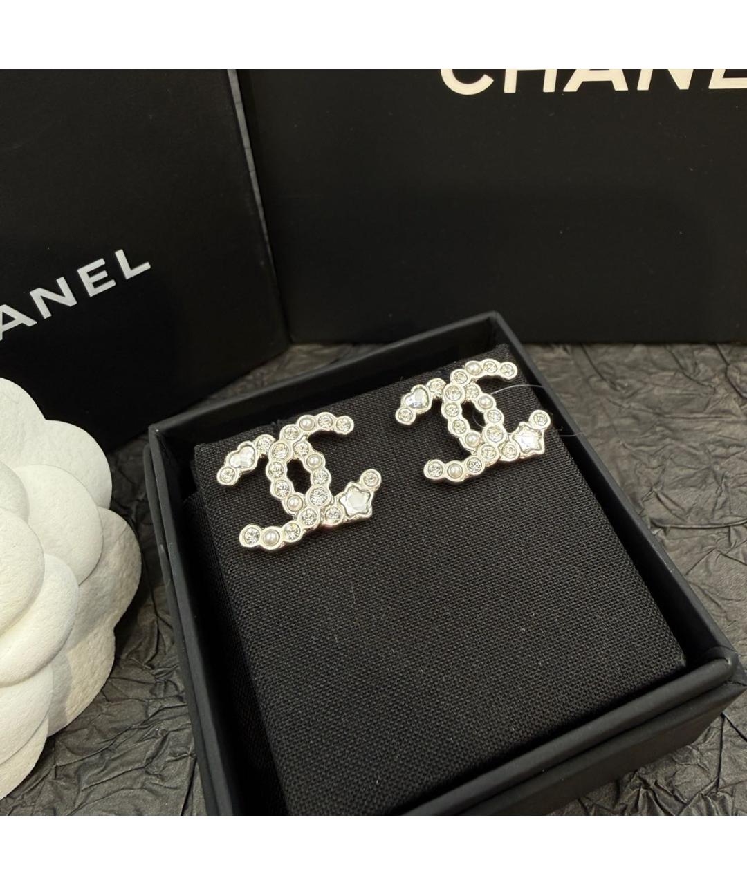 CHANEL Серебряные металлические серьги, фото 2