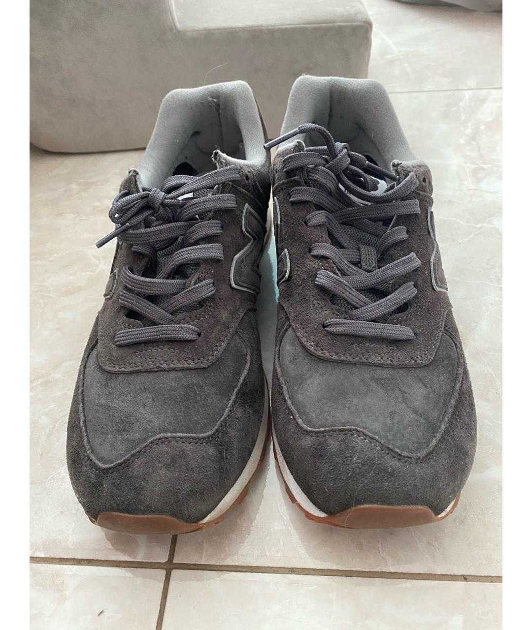 NEW BALANCE Серые замшевые низкие кроссовки / кеды, фото 2