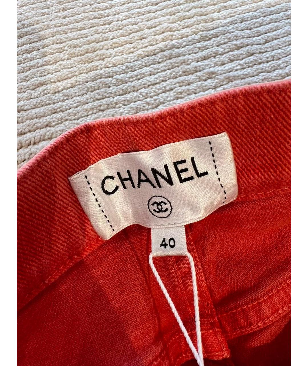 CHANEL Оранжевые хлопковые прямые джинсы, фото 6