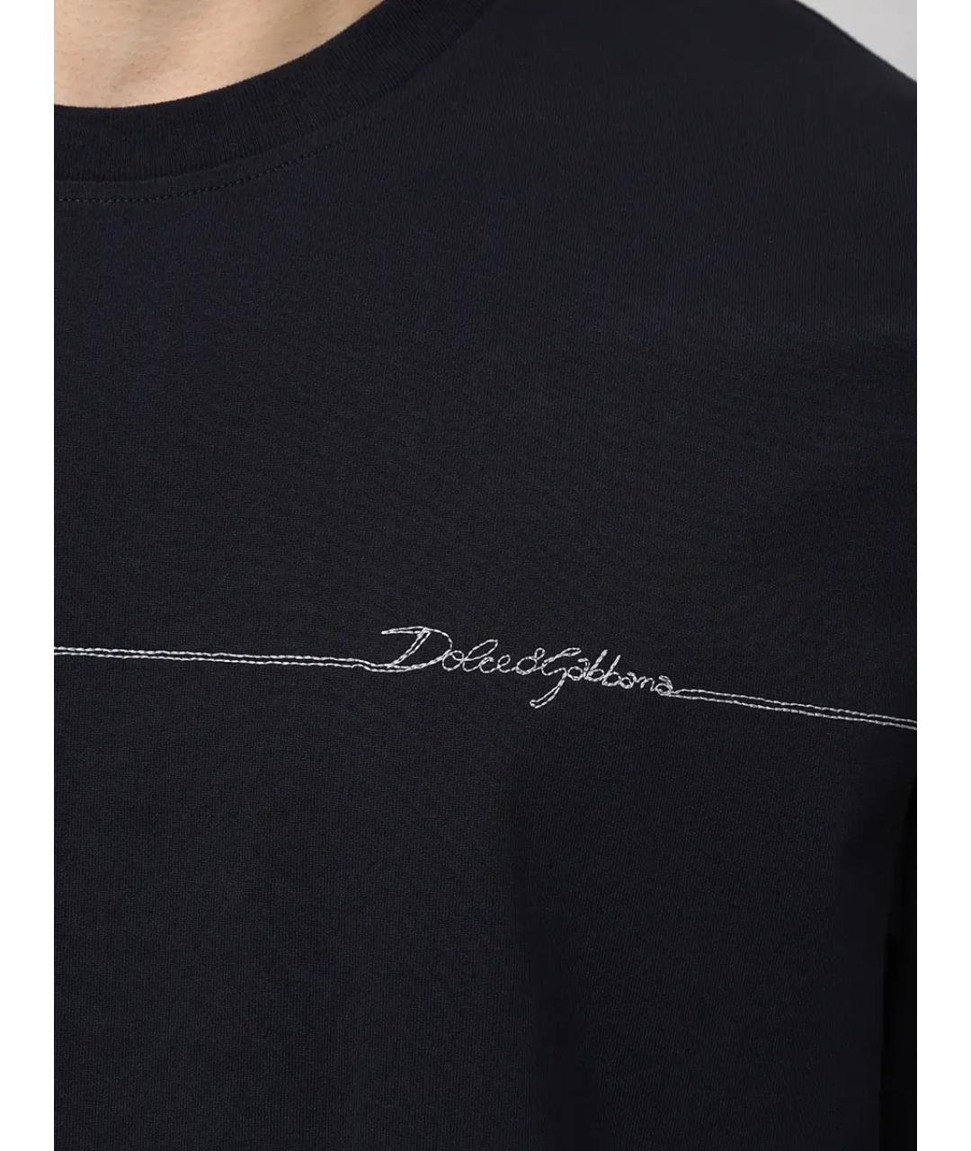 DOLCE&GABBANA Синяя хлопковая футболка, фото 5