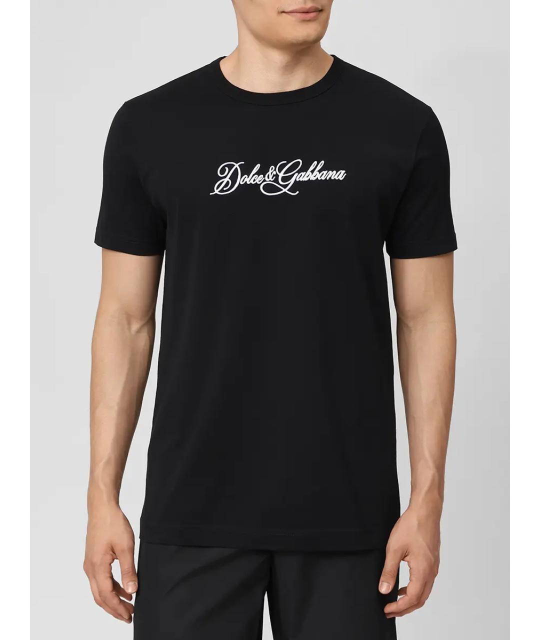 DOLCE&GABBANA Черная хлопковая футболка, фото 4