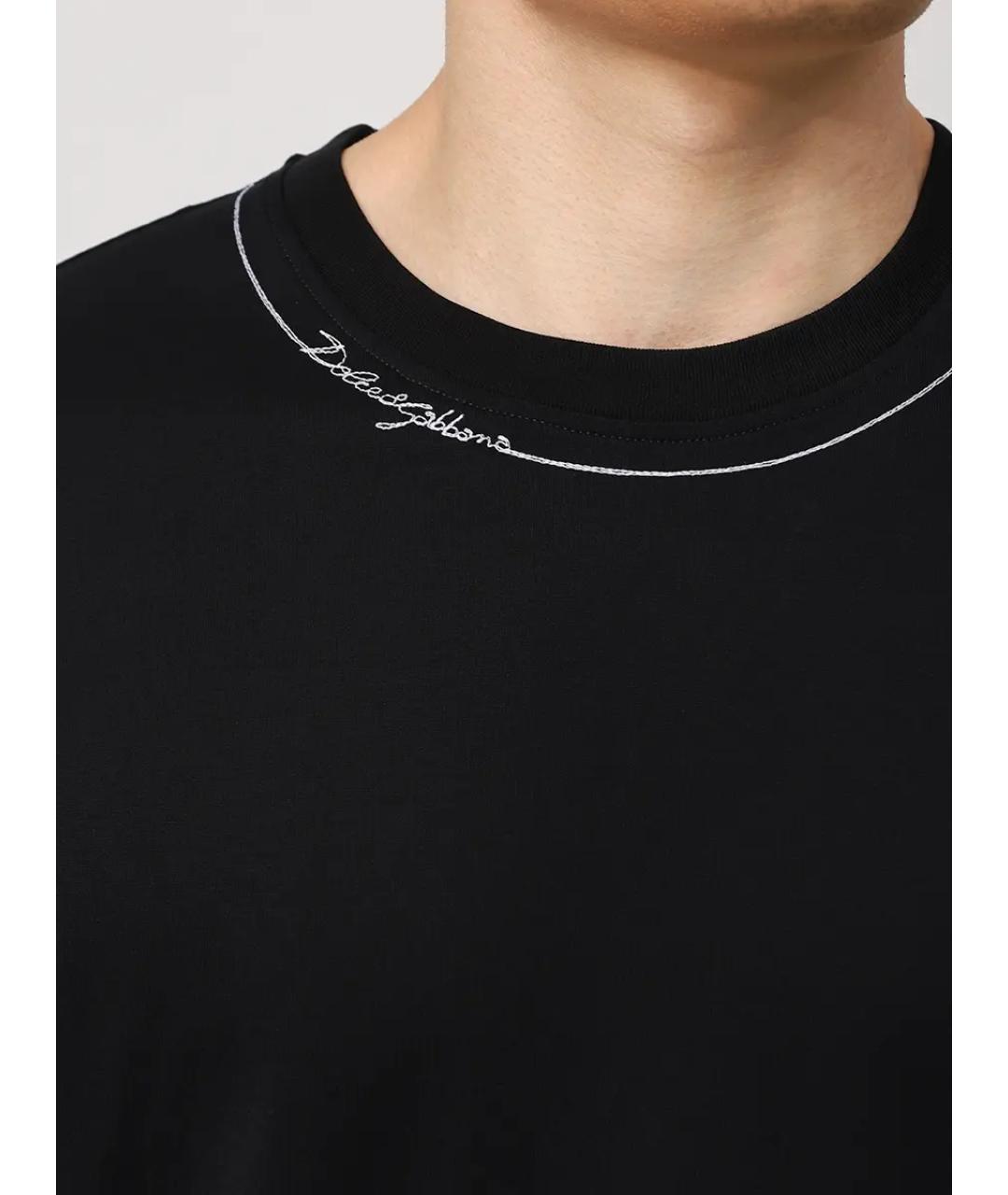 DOLCE&GABBANA Черная хлопковая футболка, фото 5