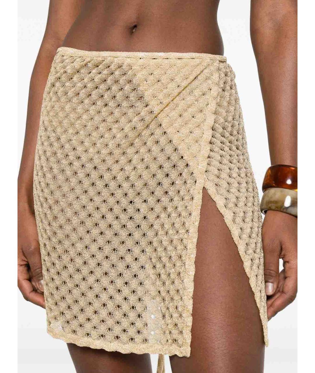 MISSONI Золотая вискозная юбка мини, фото 4
