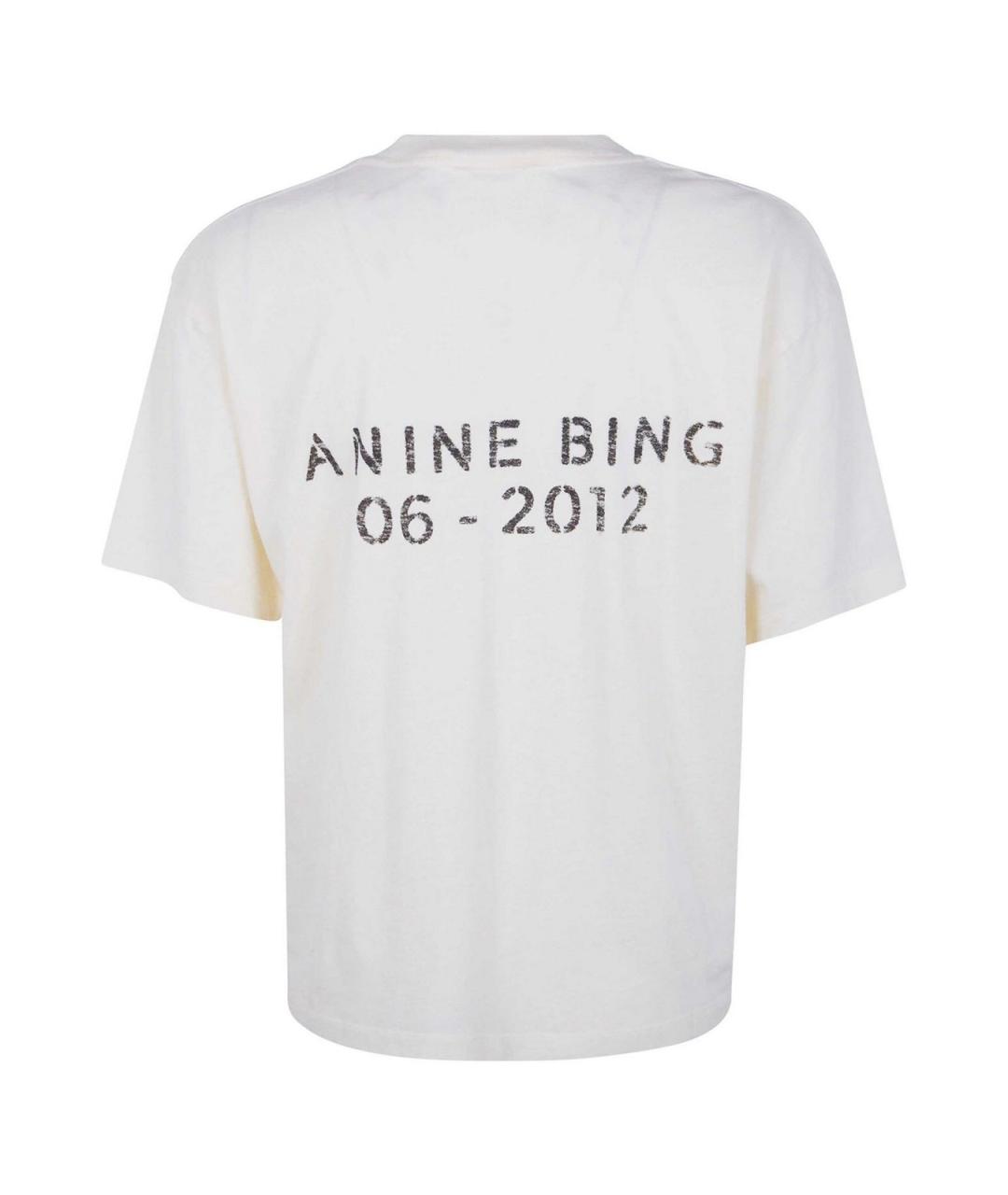 ANINE BING Белая хлопковая футболка, фото 2
