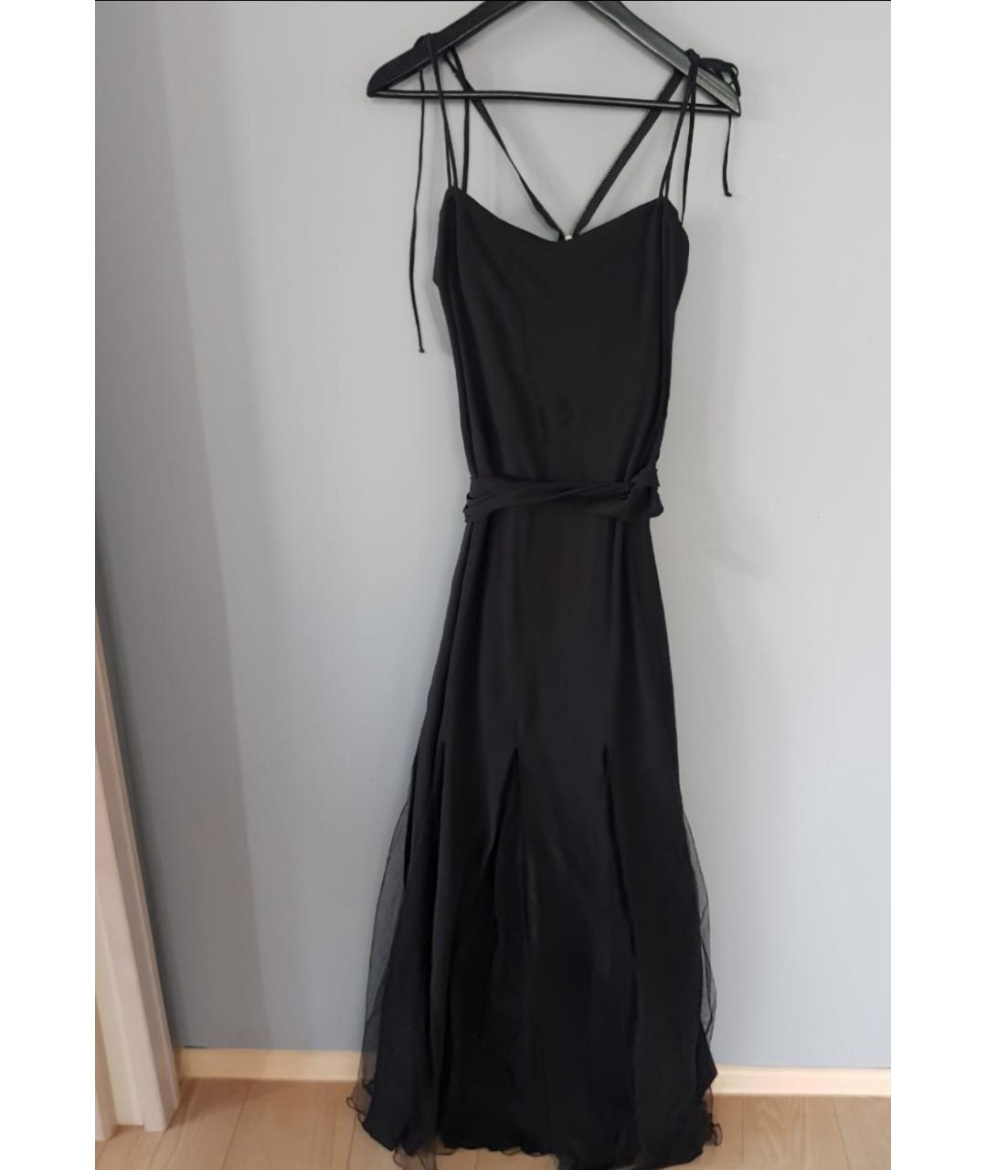 JOHN RICHMOND Черное шелковое вечернее платье, фото 4