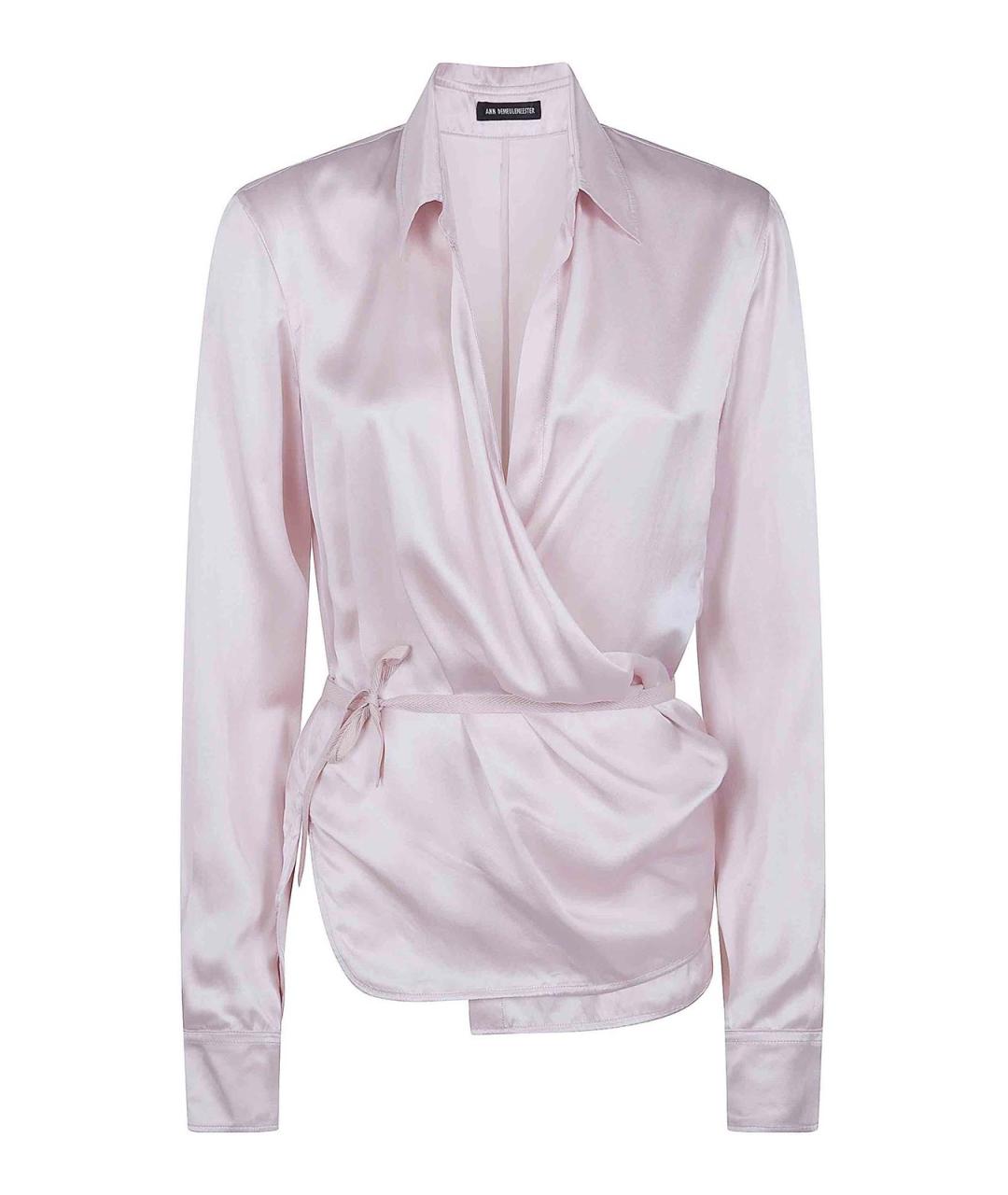 ANN DEMEULEMEESTER Розовая шелковая рубашка, фото 1