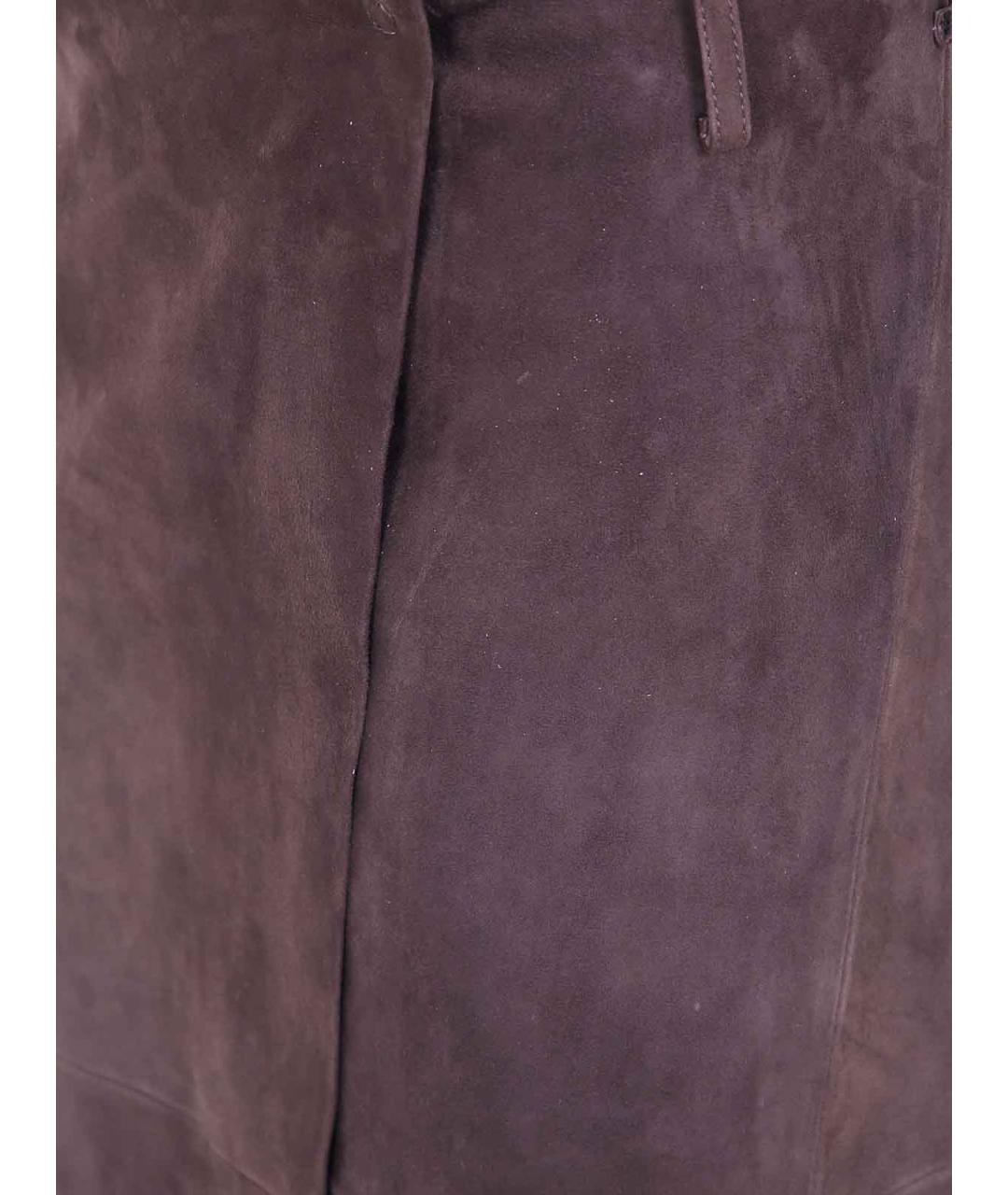 SEMICOUTURE Коричневая кожаная юбка миди, фото 3