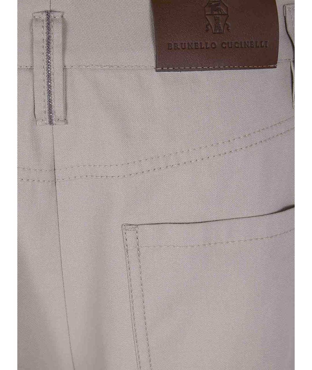 BRUNELLO CUCINELLI Бежевые хлопковые брюки широкие, фото 3