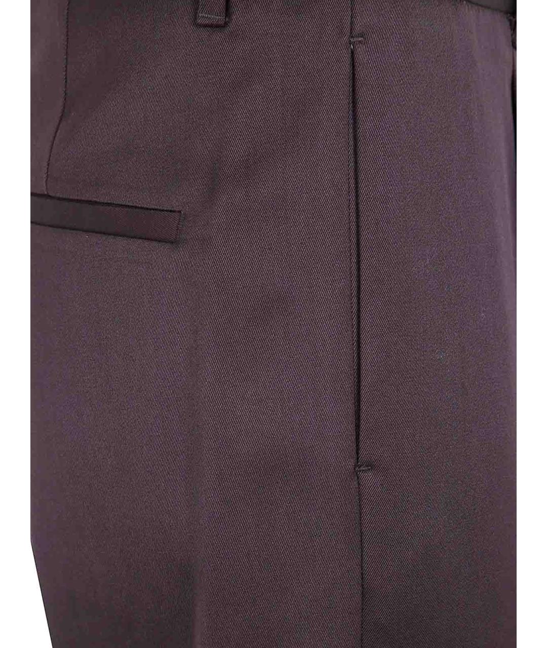 LARDINI Коричневые шерстяные повседневные брюки, фото 3