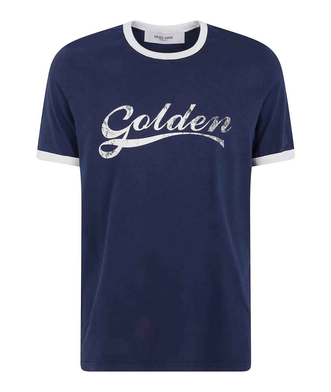 GOLDEN GOOSE Синяя хлопковая футболка, фото 1