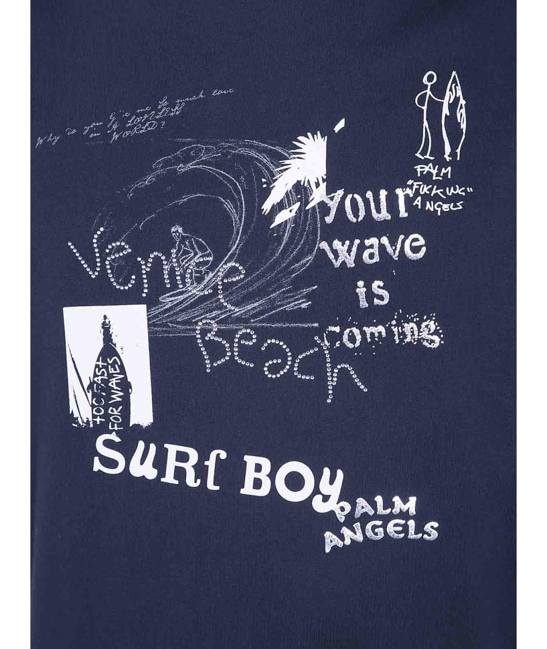 PALM ANGELS Синяя хлопковая футболка, фото 3
