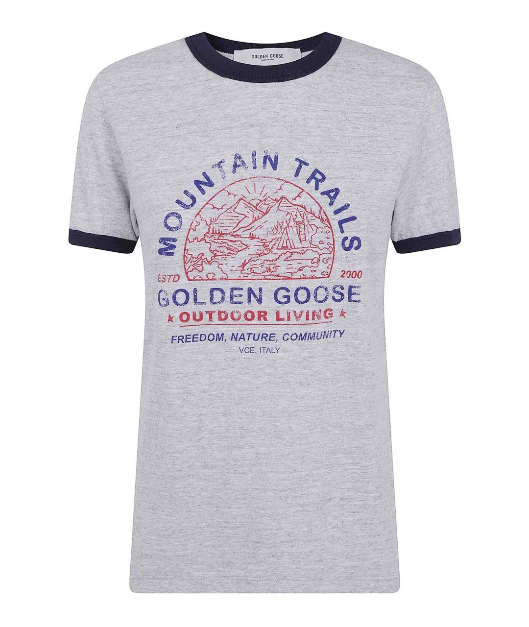 GOLDEN GOOSE Серая хлопковая футболка, фото 1