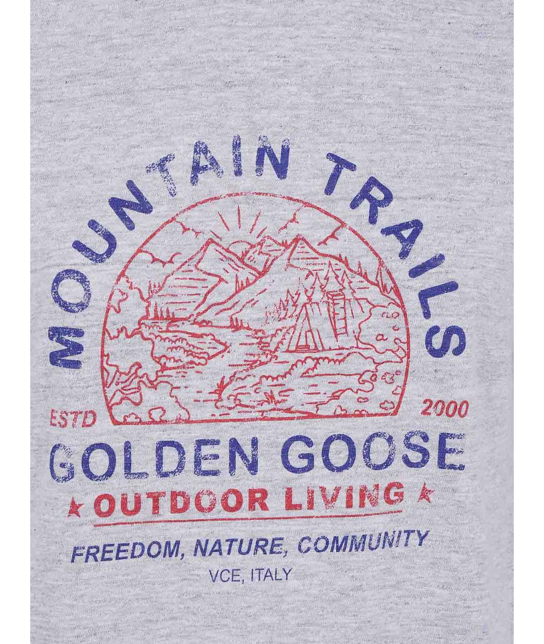 GOLDEN GOOSE Серая хлопковая футболка, фото 3