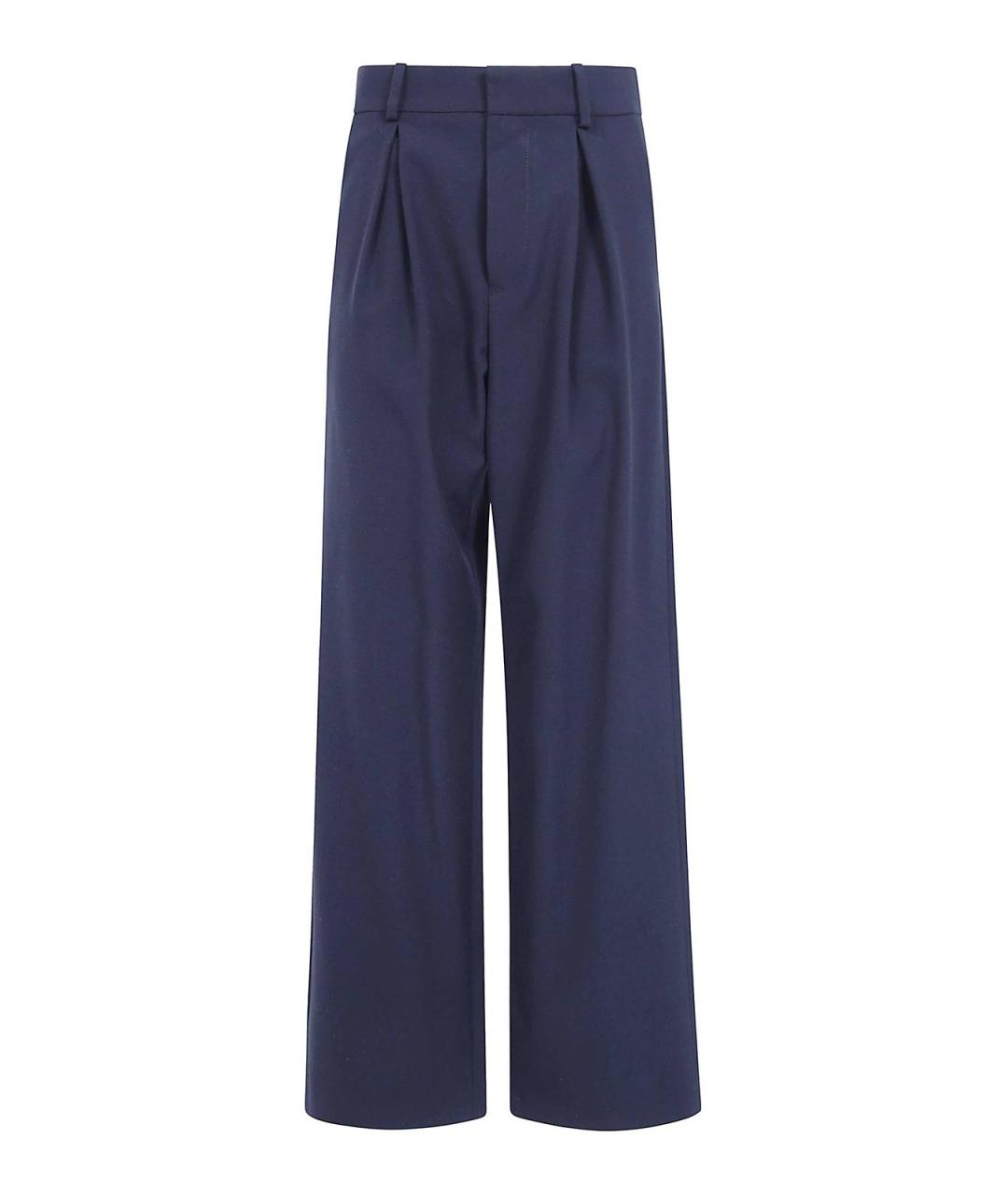 MM6 MAISON MARGIELA Синие полиэстеровые брюки широкие, фото 1