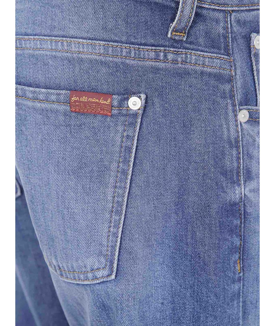 7 FOR ALL MANKIND Синие хлопковые прямые джинсы, фото 3