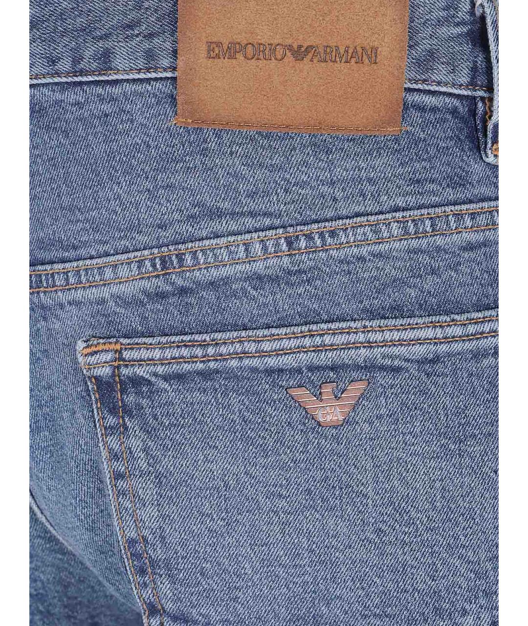 EMPORIO ARMANI Синие хлопковые прямые джинсы, фото 3