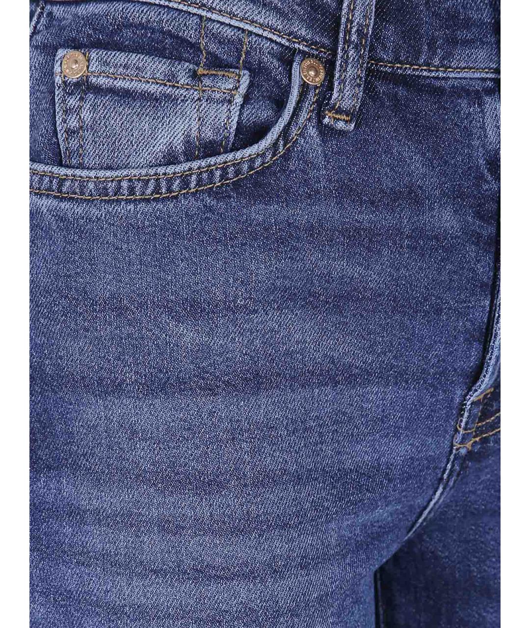 7 FOR ALL MANKIND Синие хлопковые прямые джинсы, фото 3