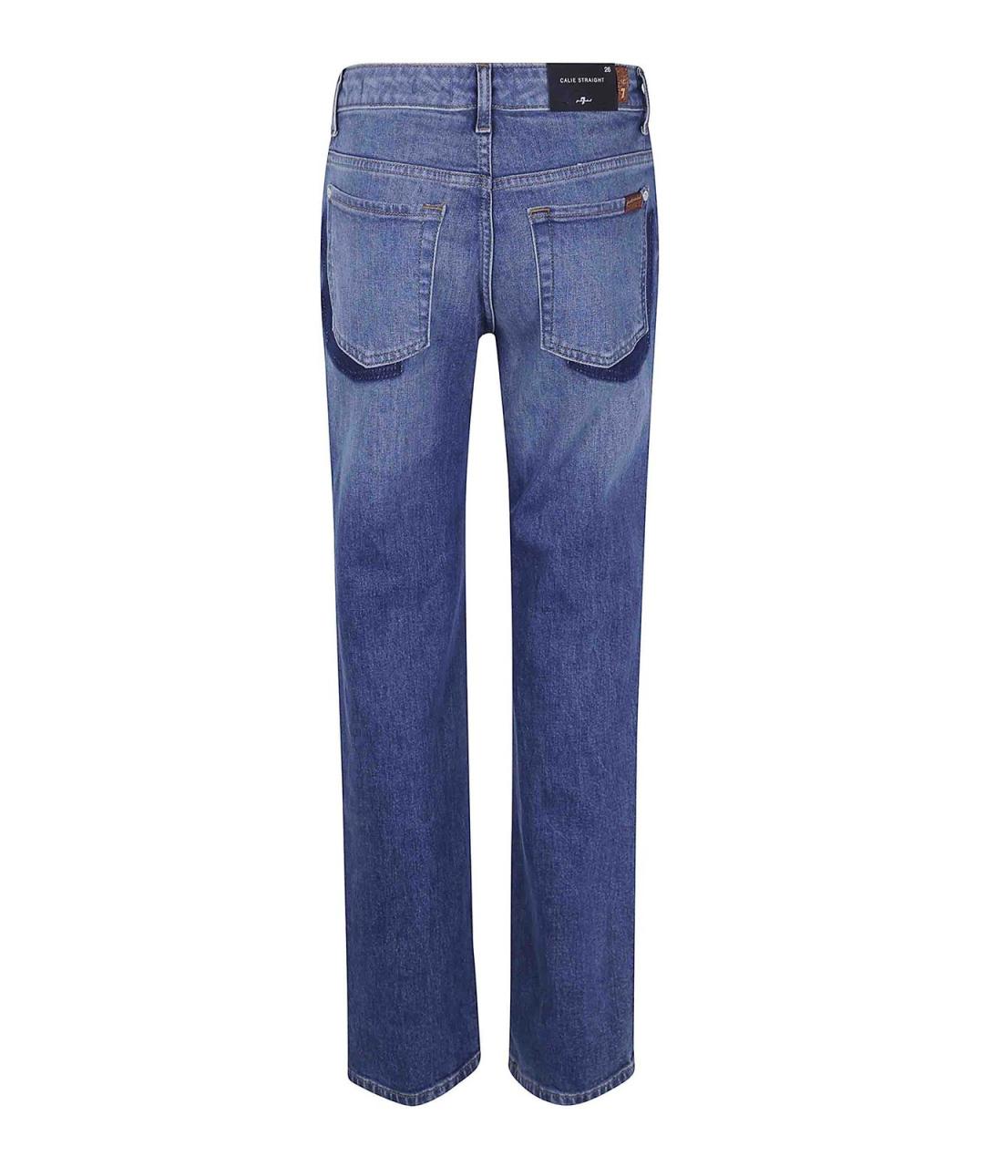 7 FOR ALL MANKIND Синие хлопковые прямые джинсы, фото 2
