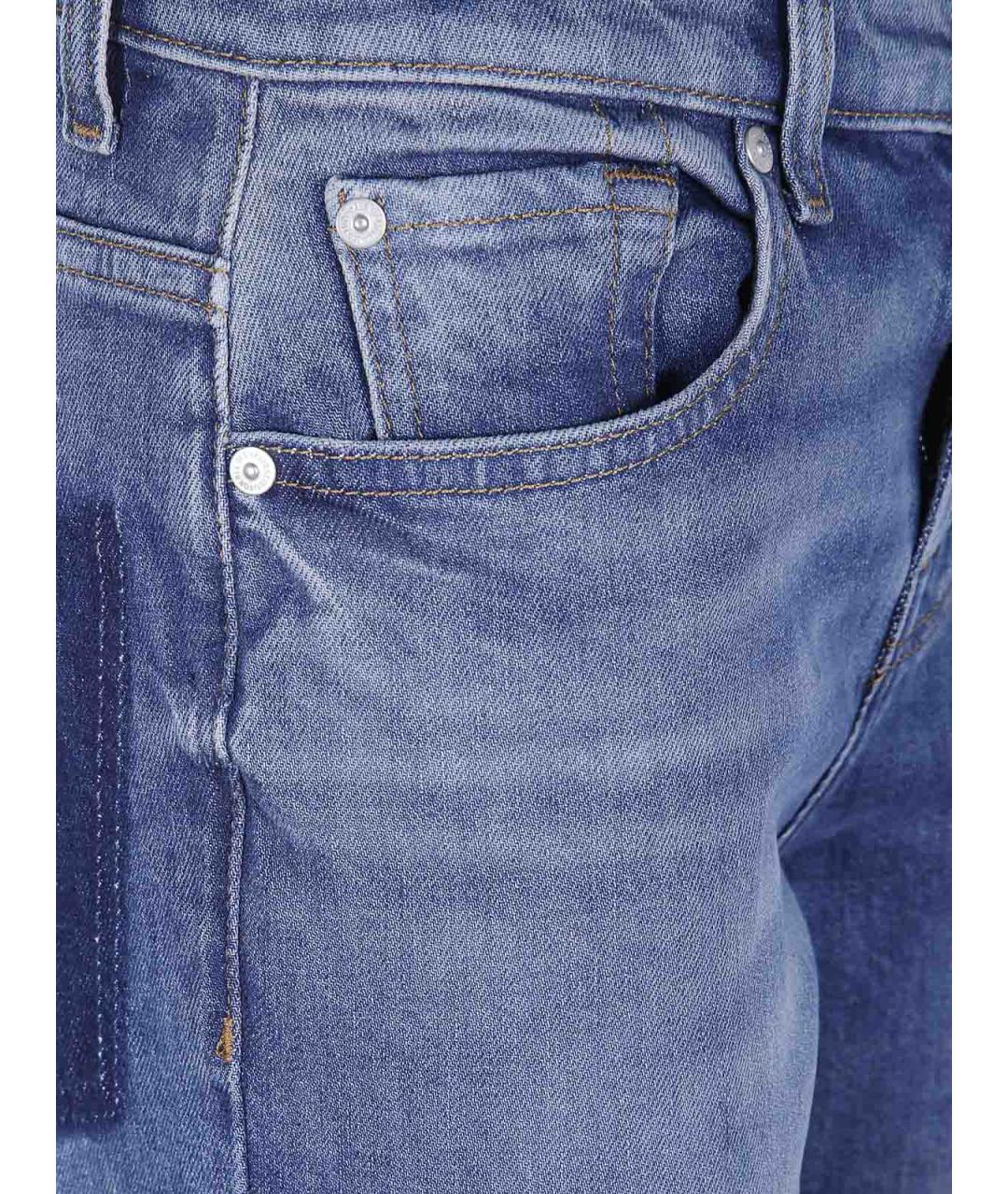 7 FOR ALL MANKIND Синие хлопковые прямые джинсы, фото 3