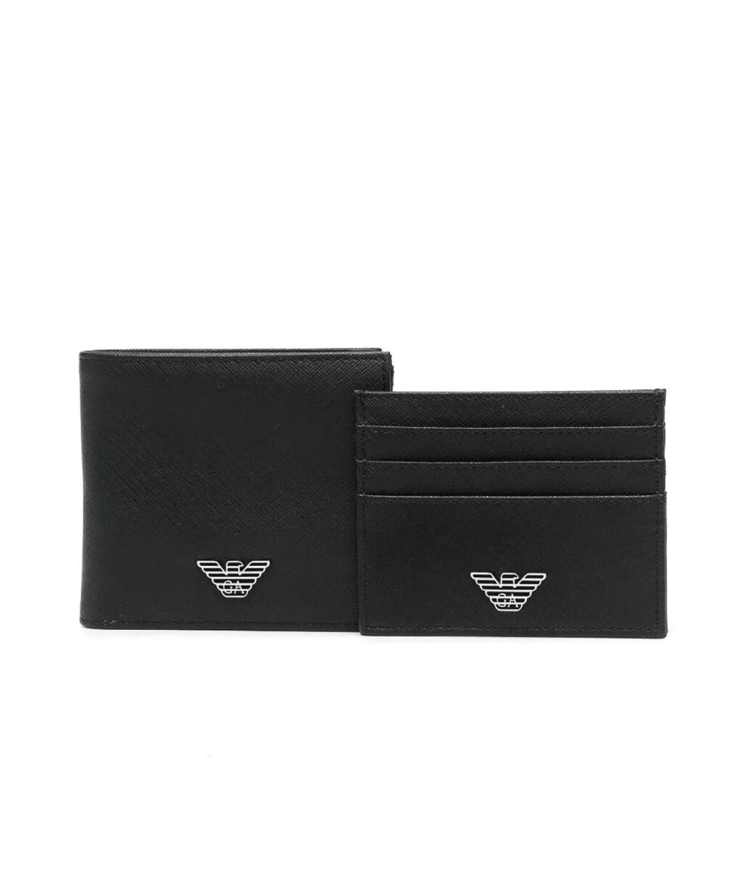 EMPORIO ARMANI Черный кожаный кошелек, фото 1