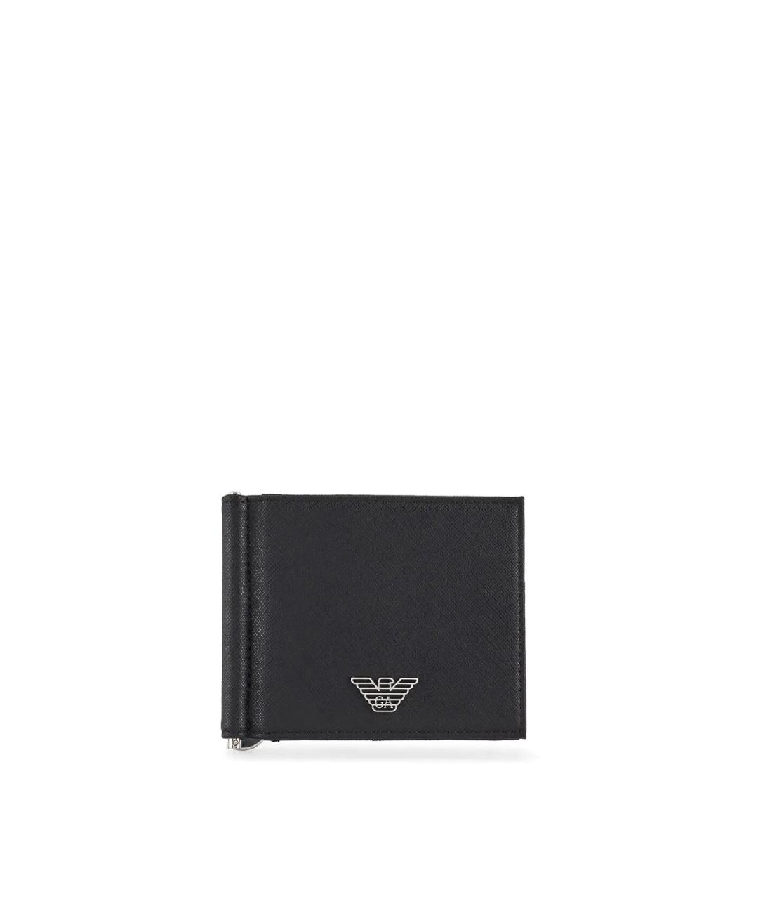 EMPORIO ARMANI Черный кожаный кошелек, фото 1