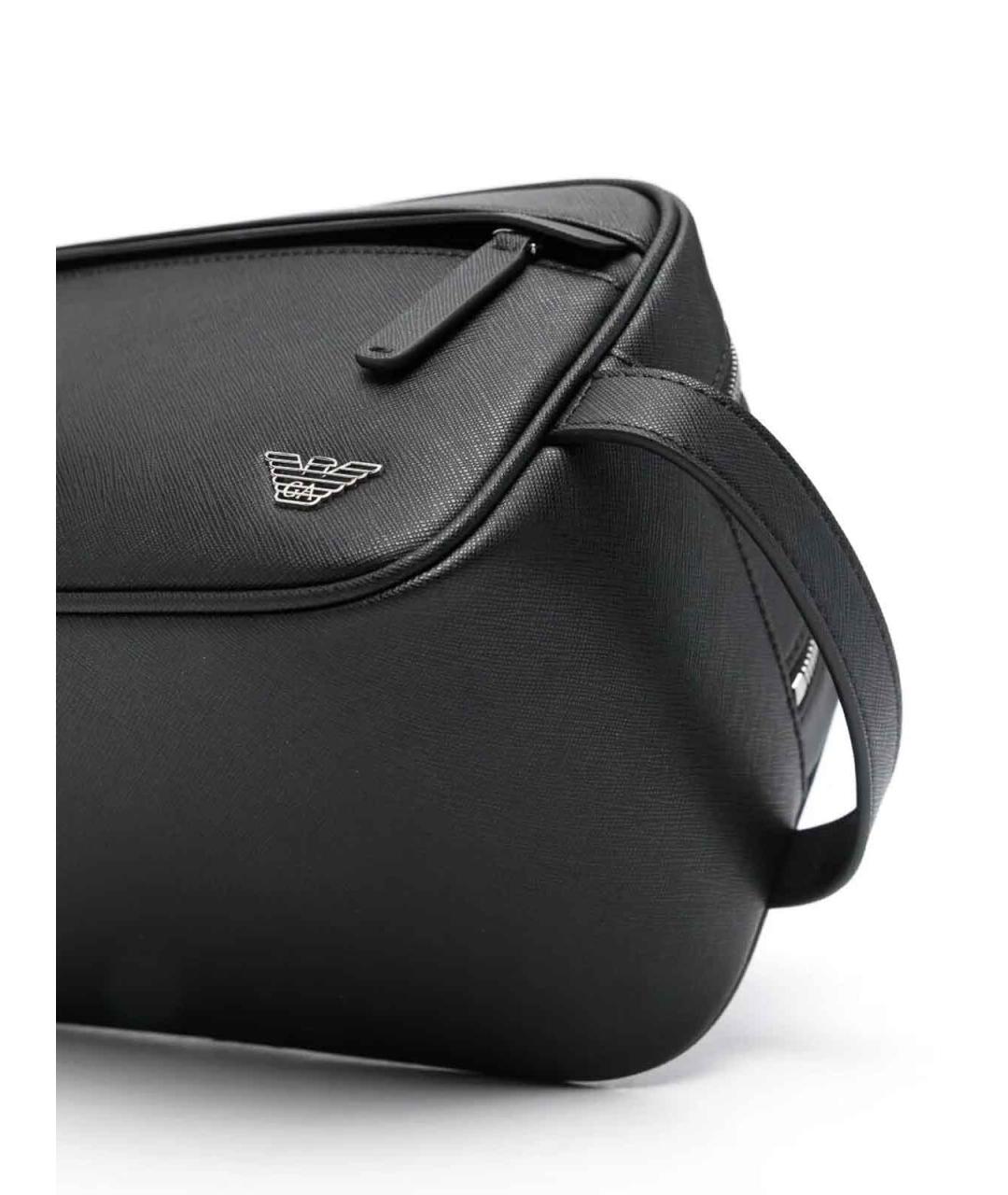 EMPORIO ARMANI Черная барсетка из искусственной кожи, фото 3
