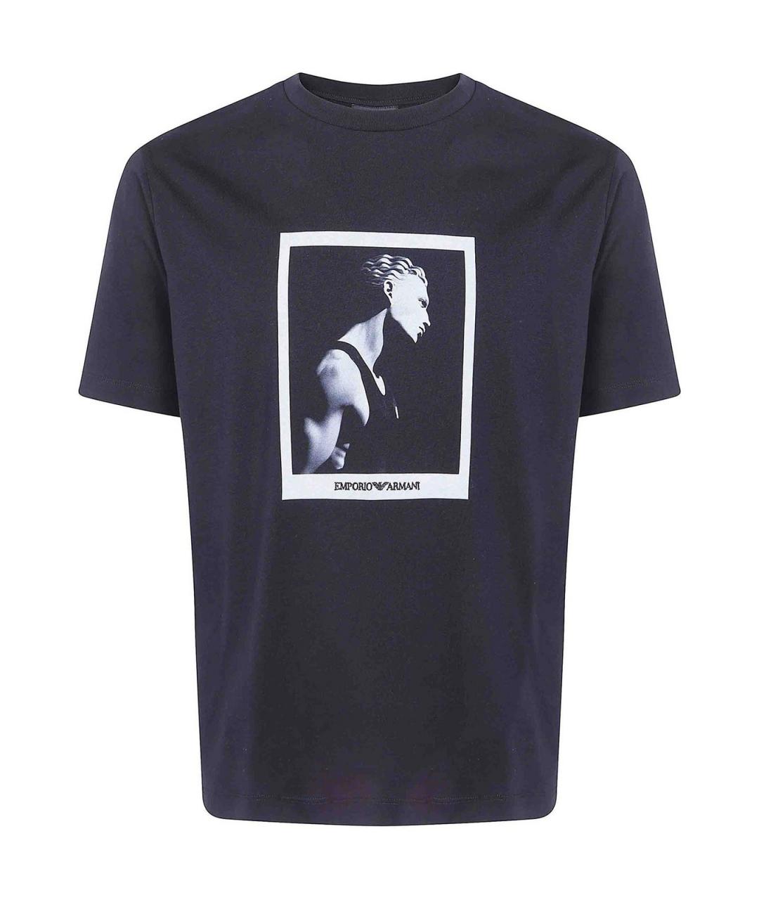 EMPORIO ARMANI Черная хлопковая футболка, фото 1