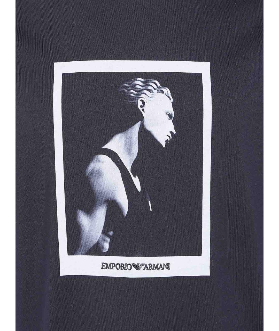 EMPORIO ARMANI Черная хлопковая футболка, фото 3