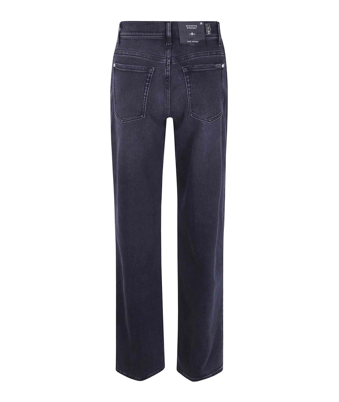 7 FOR ALL MANKIND Черные хлопковые прямые джинсы, фото 2