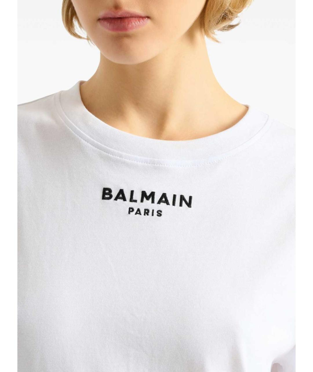 BALMAIN Белая хлопковая футболка, фото 2