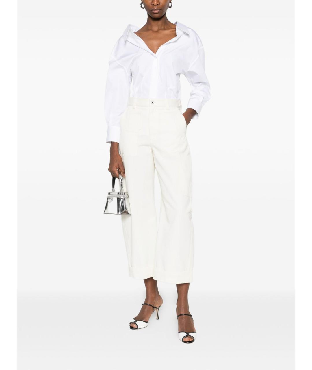 GIVENCHY Белые хлопковые прямые брюки, фото 3